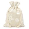 Sacco tipo lino con stampa 22 x 30 cm - naturale / neve Sacchetto di Natale