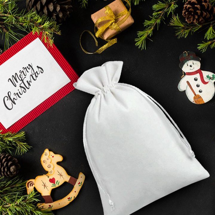 Sacco di velluto 22 x 30 cm - bianco Abbigliamento e biancheria