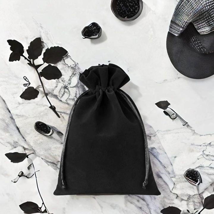 Sacco di velluto 22 x 30 cm - nero Abbigliamento e biancheria
