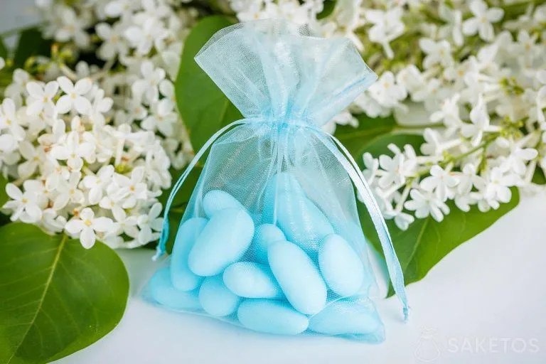 Sacchetti in organza blu per Battesimo