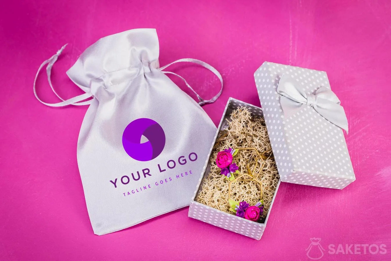 Borsa portagioielli con logo selezionato.