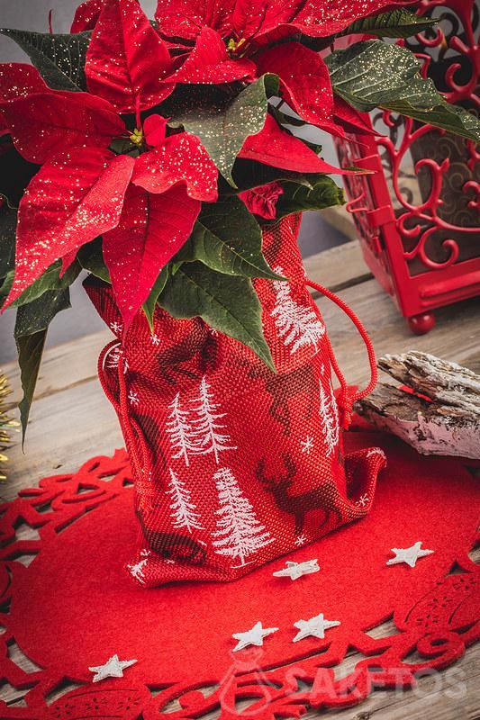 Sacchetto di iuta con stampa di Natale come coprivaso