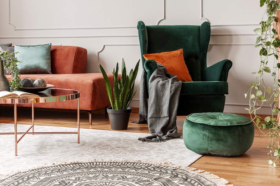 3.Il tessuto velour regna ancora sovrano nel design degli interni