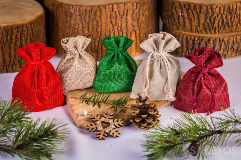 Sacchi di Natale in lino e iuta