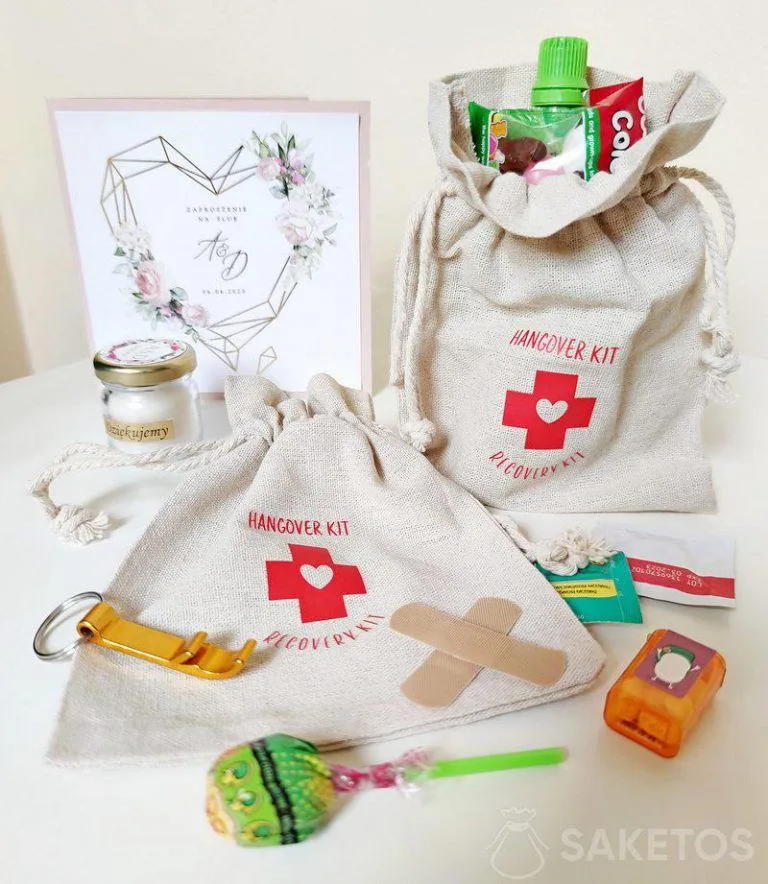 Set regalo per il matrimonio - sacchetti per la sbornia