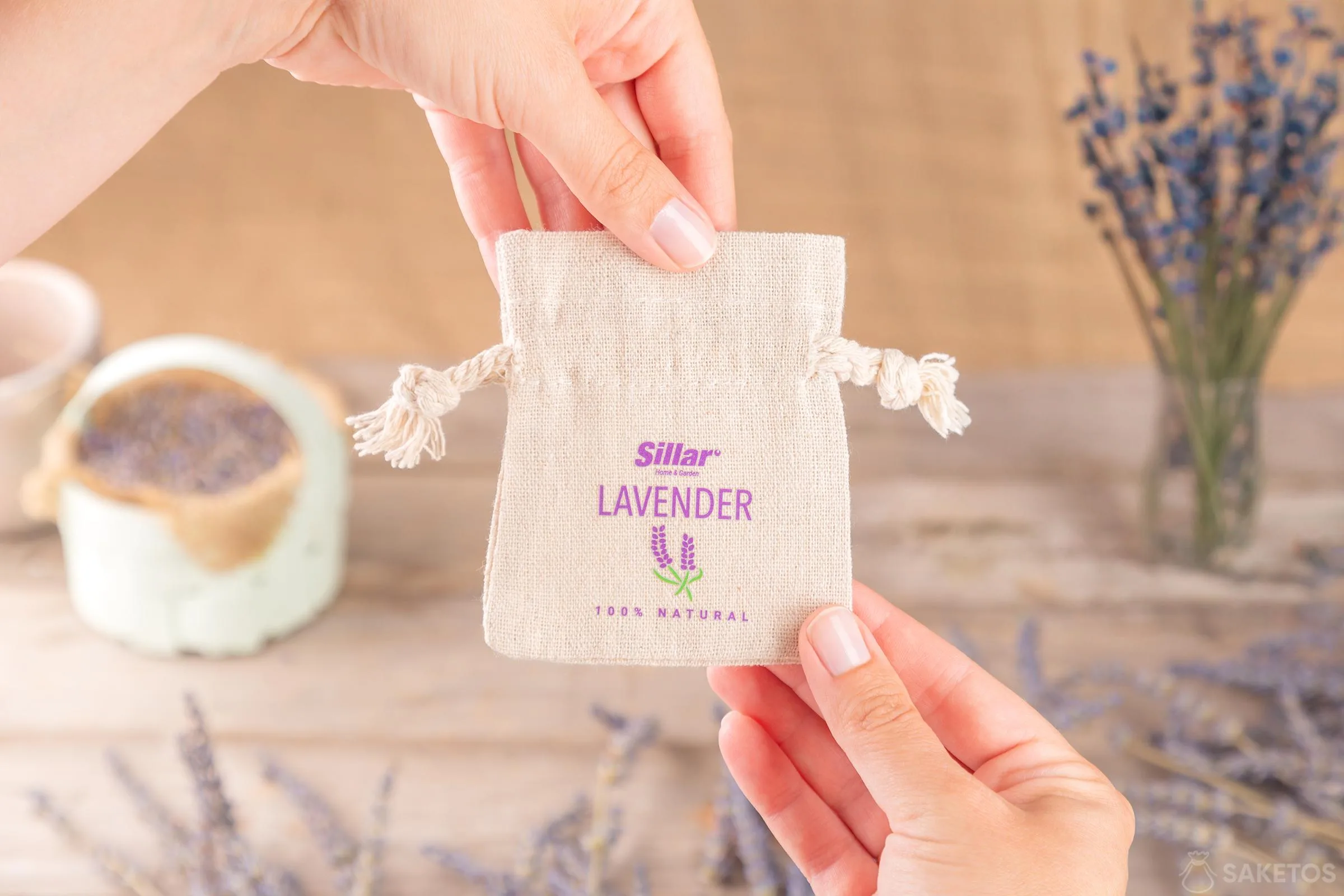 Sacchetto di lino stampato con il logo dell'azienda
