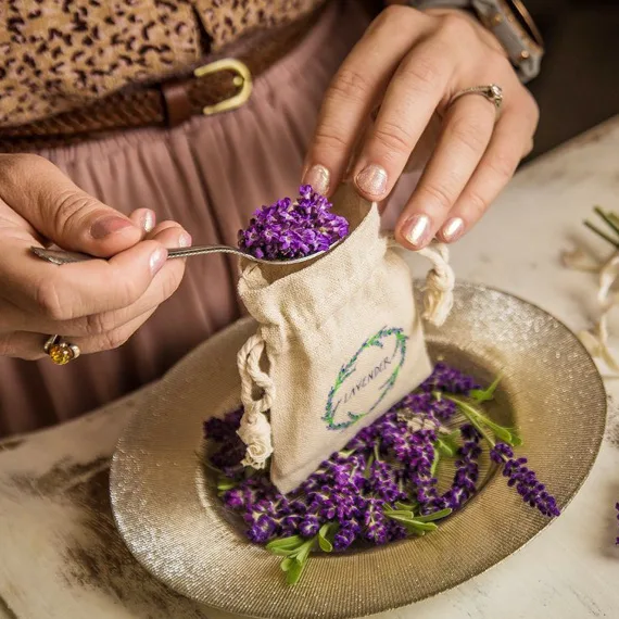 Sacchetto di lino con lavanda – con stampa, ideale come regalo