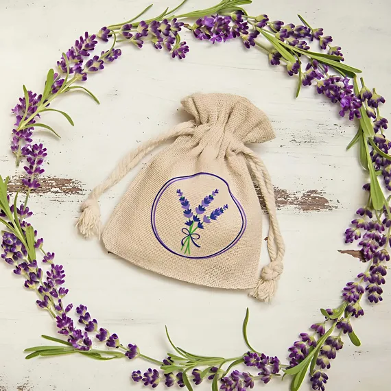 Sacchetto in lino con stampa di lavanda – offerta all’ingrosso B2B per aziende