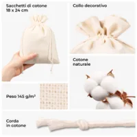 Sacchetti di cotone naturale - materiale ecologico e trama