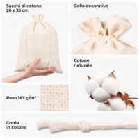 Primo piano sulla struttura del tessuto - sacchetti di cotone 145g