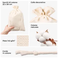 Cordoncino resistente e dettagli - sacchetti di cotone eco