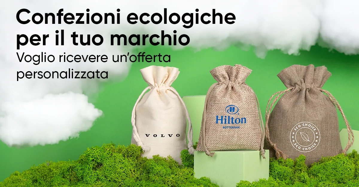 Ordina confezioni riutilizzabili ed ecologiche con il logo della tua azienda