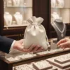 Sacchetti di lino per gioielli in gioielleria, confezionamento regalo di qualità